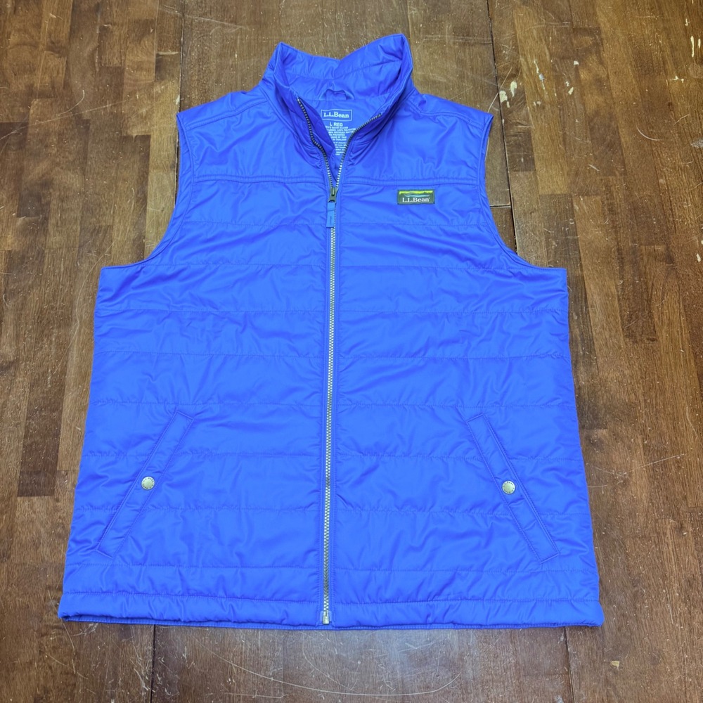 LL Bean Mountain Classic Puffer‎ Vest Mens Large Blue Insulated Full Zip Quilted